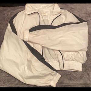 White & Black wind breaker cropped jacket